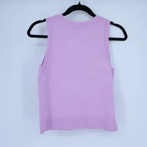 ON 34TH NWT Sleeveless Pullover Sweater Tank Orchid Bouquet Purple Women's XS - Picture 2 of 9